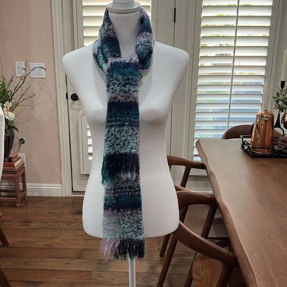 Jacques d’Albry Paris Mohair Blend Made in France Plaid Soft Cozy Scarf  63